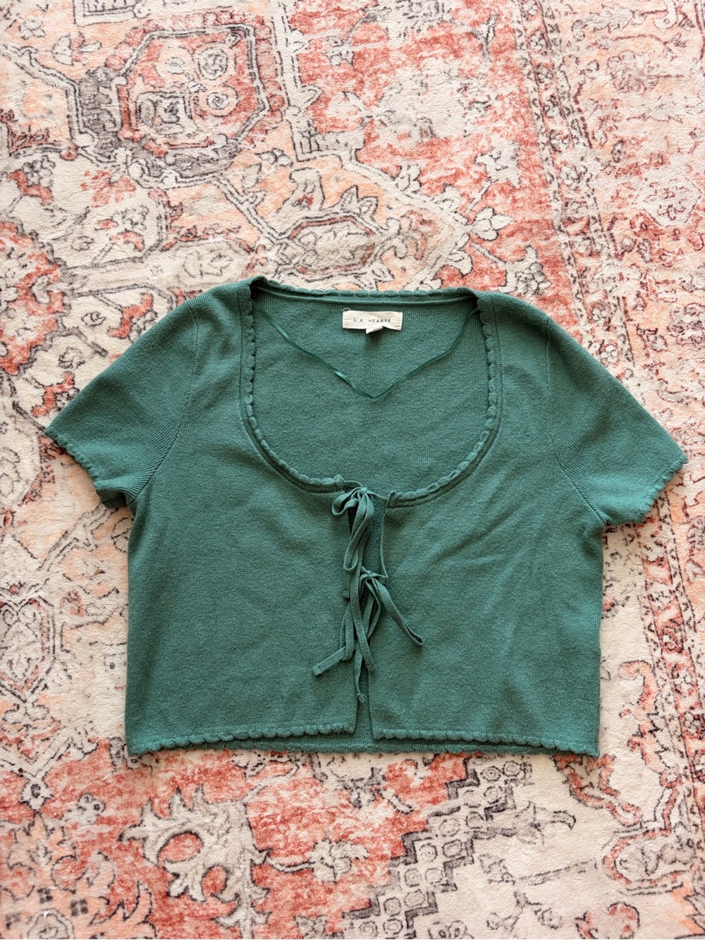 Green Tie-Front Cropped Top by LA Hearts by PacSun